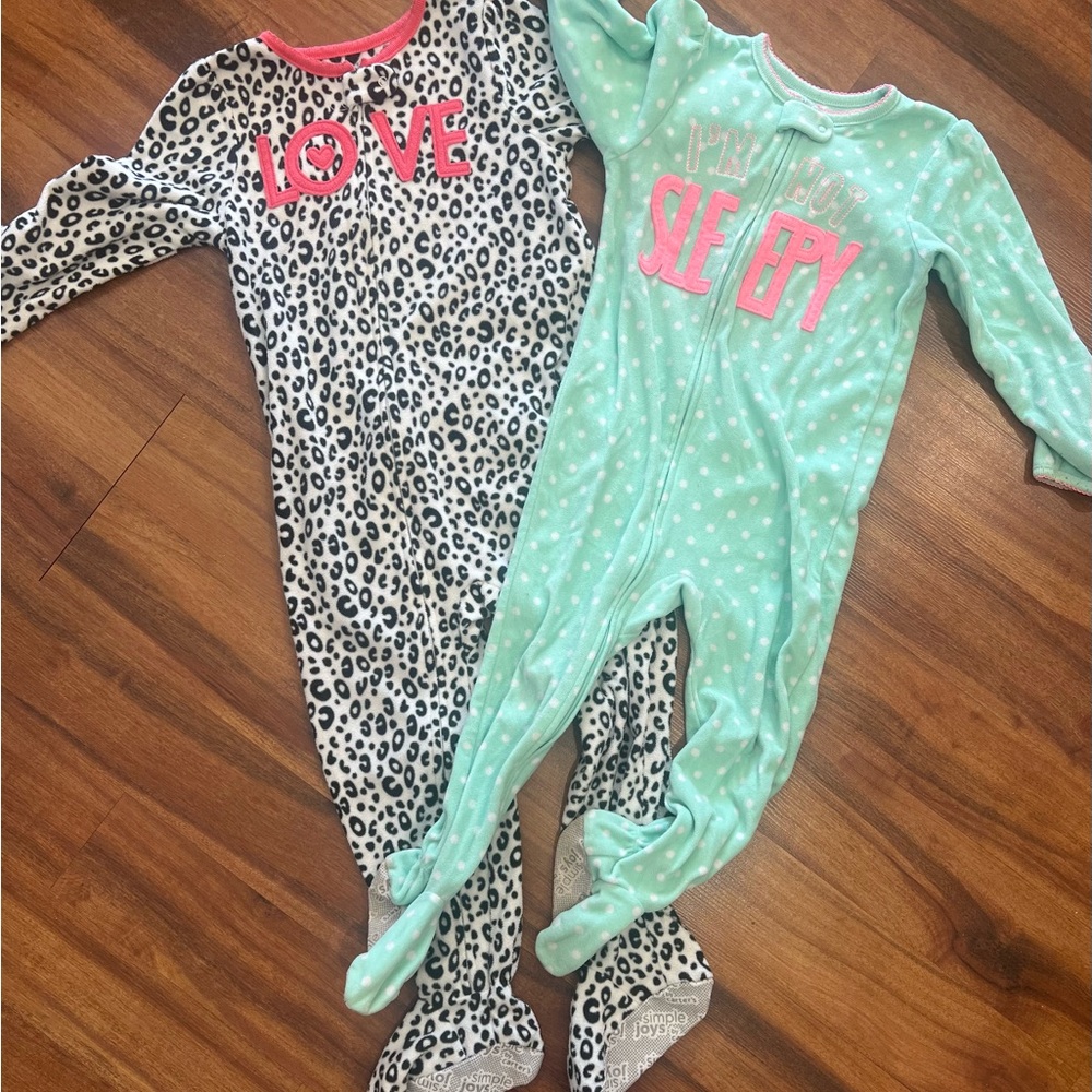 Carter's Leopard and Mint Footies Sz 3T and 4T